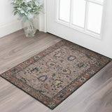 3' X 5' Coffee And Copper Oriental Washable Area Rug With UV Protection