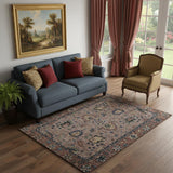 5' X 8' Coffee And Copper Oriental Washable Area Rug With UV Protection