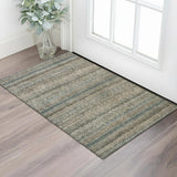 3' X 5' Chocolate And Gray Striped Washable Area Rug With UV Protection