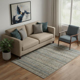 5' X 8' Chocolate And Gray Striped Washable Area Rug With UV Protection