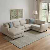 8' X 10' Khaki And Beige Striped Washable Area Rug With UV Protection