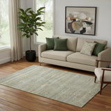 5' X 8' Linen And Beige Striped Washable Area Rug With UV Protection