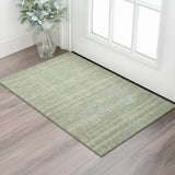 3' X 5' Sage And Gray Striped Washable Area Rug With UV Protection