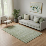 5' X 8' Sage And Gray Striped Washable Area Rug With UV Protection