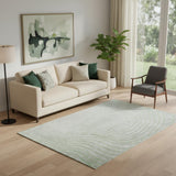 5' X 8' Sage And Silver Abstract Washable Area Rug With UV Protection