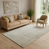 5' X 8' Beige And Brown Abstract Washable Area Rug With UV Protection
