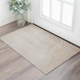 3' X 5' Copper And Silver Abstract Washable Area Rug With UV Protection