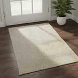 3' X 5' Gold And Silver Abstract Washable Area Rug With UV Protection