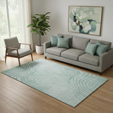 5' X 8' Mint Green And Silver Abstract Washable Area Rug With UV Protection