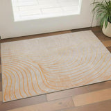 3' X 5' Orange And Silver Abstract Washable Area Rug With UV Protection