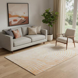 5' X 8' Orange And Silver Abstract Washable Area Rug With UV Protection