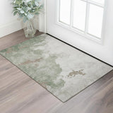 3' X 5' Sage And Linen Abstract Washable Area Rug With UV Protection