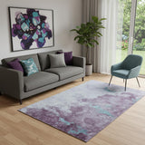 5' X 8' Lavender And Teal Abstract Washable Area Rug With UV Protection