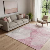 5' X 8' Blush And Gray Abstract Washable Area Rug With UV Protection