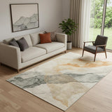 5' X 8' Orange And Gray Abstract Washable Area Rug With UV Protection