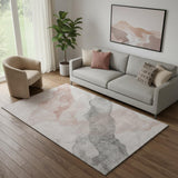 5' X 8' Salmon And Gray Abstract Washable Area Rug With UV Protection