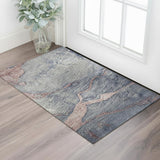 3' X 5' Blush And Gray Abstract Washable Area Rug With UV Protection