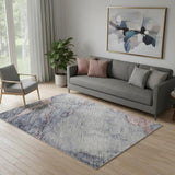 5' X 8' Blush And Gray Abstract Washable Area Rug With UV Protection