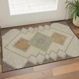 3' X 5' Brown And Copper Geometric Washable Area Rug With UV Protection