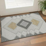 3' X 5' Gray And Charcoal Geometric Washable Area Rug With UV Protection