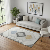 5' X 8' Gray And Charcoal Geometric Washable Area Rug With UV Protection