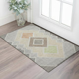 3' X 5' Pewter And Copper Geometric Washable Area Rug With UV Protection