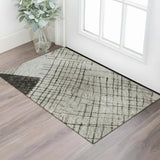 3' X 5' Ivory And Gray Geometric Washable Area Rug With UV Protection