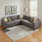 8' X 10' Ivory And Gray Geometric Washable Area Rug With UV Protection