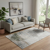 5' X 8' Light Taupe And Gray Abstract Washable Area Rug With UV Protection