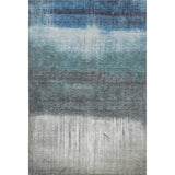 3' X 5' Blue And Ivory Abstract Washable Area Rug With UV Protection
