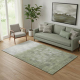 5' X 8' Fern Green And Silver Abstract Washable Area Rug With UV Protection