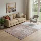 5' X 8' Rust And Silver Abstract Washable Area Rug With UV Protection
