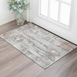 3' X 5' Copper And Gray Abstract Washable Area Rug With UV Protection