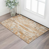 3' X 5' Orange And Ivory Abstract Washable Area Rug With UV Protection