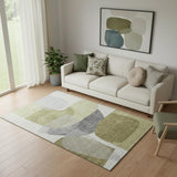 5' X 8' Fern Green And Gray Abstract Washable Area Rug With UV Protection