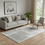 5' X 8' Linen And Gray Abstract Washable Area Rug With UV Protection