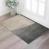 3' X 5' Rust And Gray Abstract Washable Area Rug With UV Protection