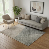 5' X 8' Rust And Gray Abstract Washable Area Rug With UV Protection