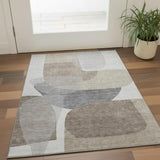 3' X 5' Taupe And Gray Abstract Washable Area Rug With UV Protection