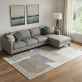 8' X 10' Taupe And Gray Abstract Washable Area Rug With UV Protection
