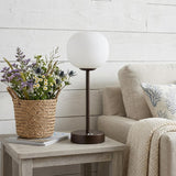 12" Antiqued Bronze Novelty USB Table Lamp With Globe Shade