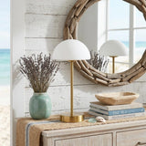 13" Gold USB Table Lamp With Dome Shade