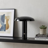 11" Black Novelty USB Table Lamp With Globe Shade