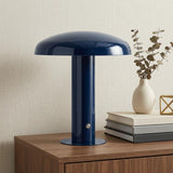 11" Blue Round USB Desk Lamp With Globe Shade