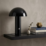 11" Black Novelty USB Table Lamp With Globe Shade