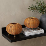 Set of Two 6" Brown Lantern USB Table Lamps With Globe Shades
