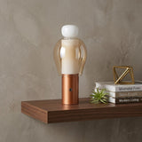 11" Copper Globe USB Table Lamp With Shade