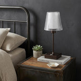 13" Antiqued Bronze USB Table Lamp With Empire Shade