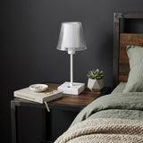 13" White USB Table Lamp With Empire Shade