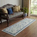 6' Gray And Blue Floral Runner Rug